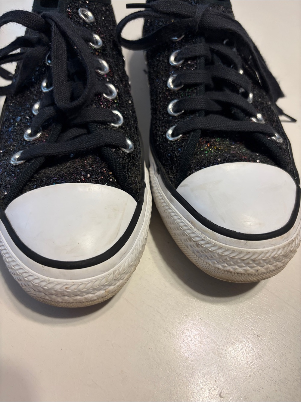 Converse Women Black Glitter Low-Top Sneakers - Picture 5 of 5